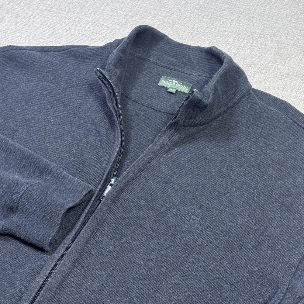 Rodd & Gunn Full Zip Sweatshirt Mens Medium Blue Mock Neck Heavyweight